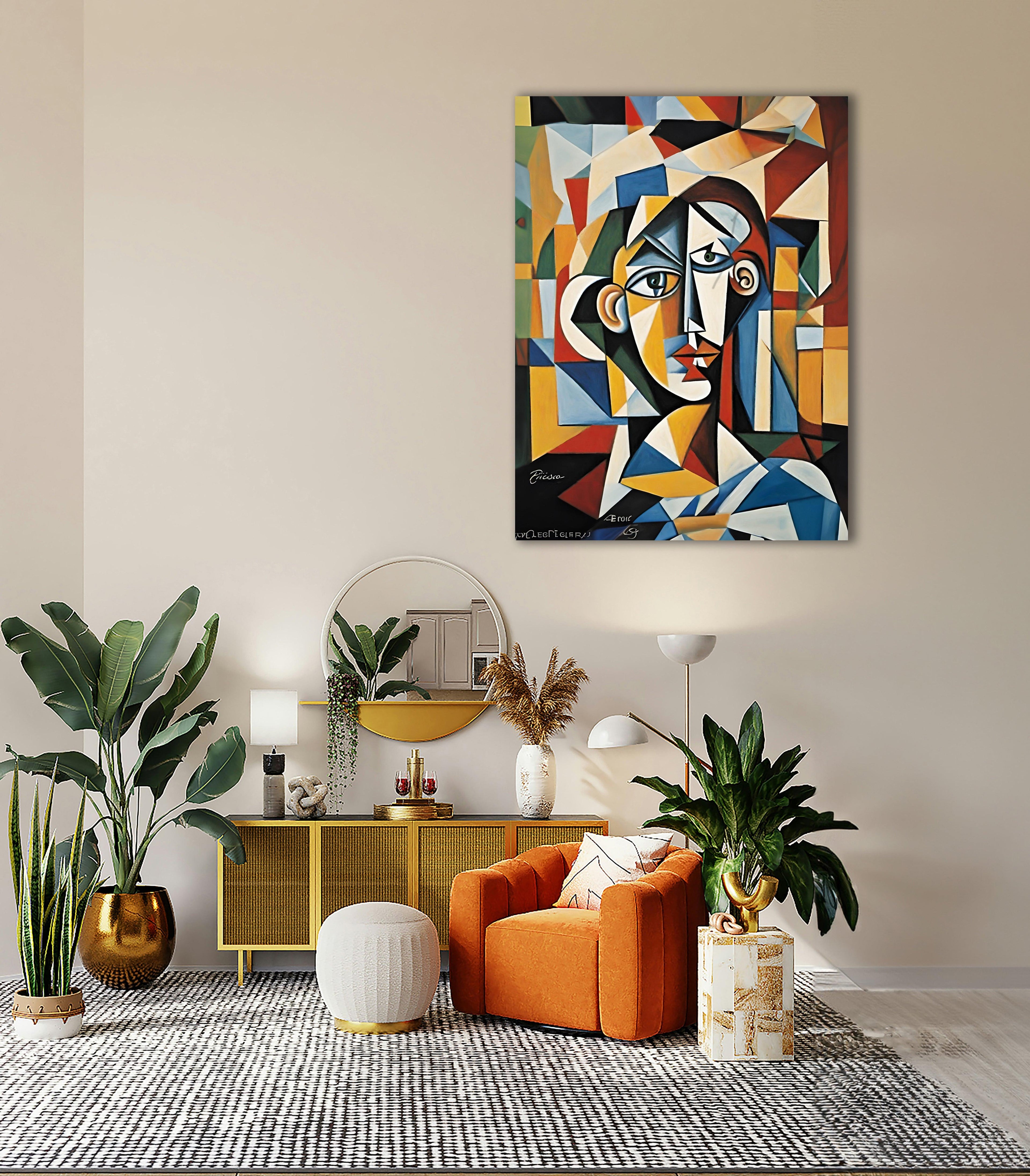 Wandbild Kubistisches Frauenportrait Picasso Style Kunstdruck auf Leinwand