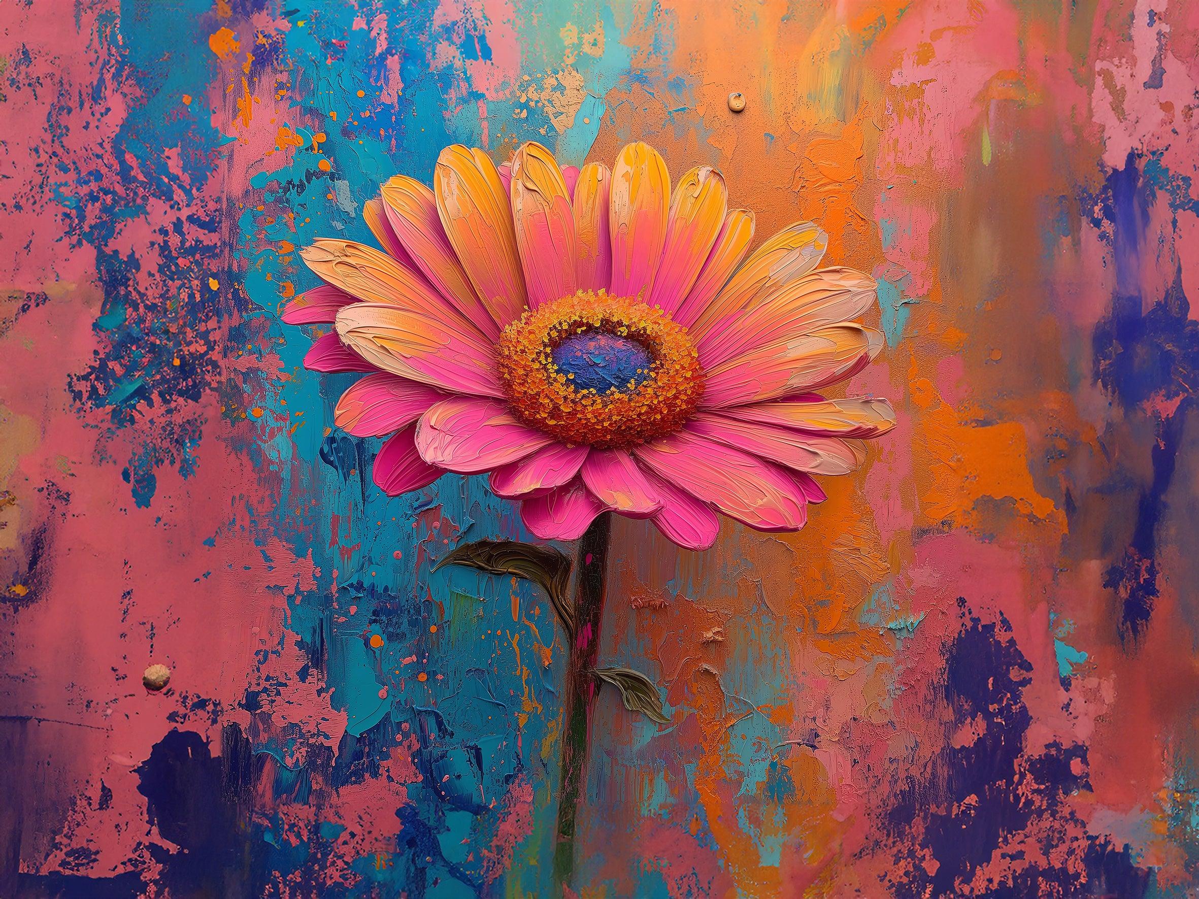 Wandbild Blumen Spachteltechnik Nr. 4 Kunstdruck auf Leinwand