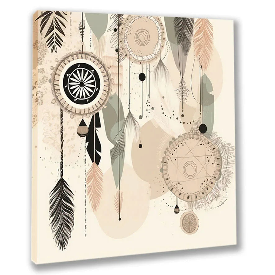 Boho Kunst 4 Wandbild Kunstdruck auf Leinwand | Wandbild Galerie