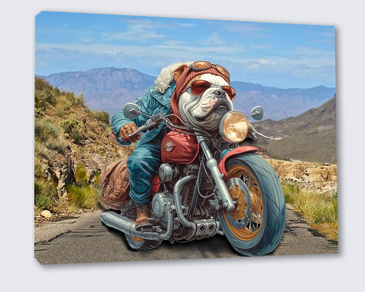 Wandbild Hunde auf Motorrad 4 Kunstdruck auf Leinwand