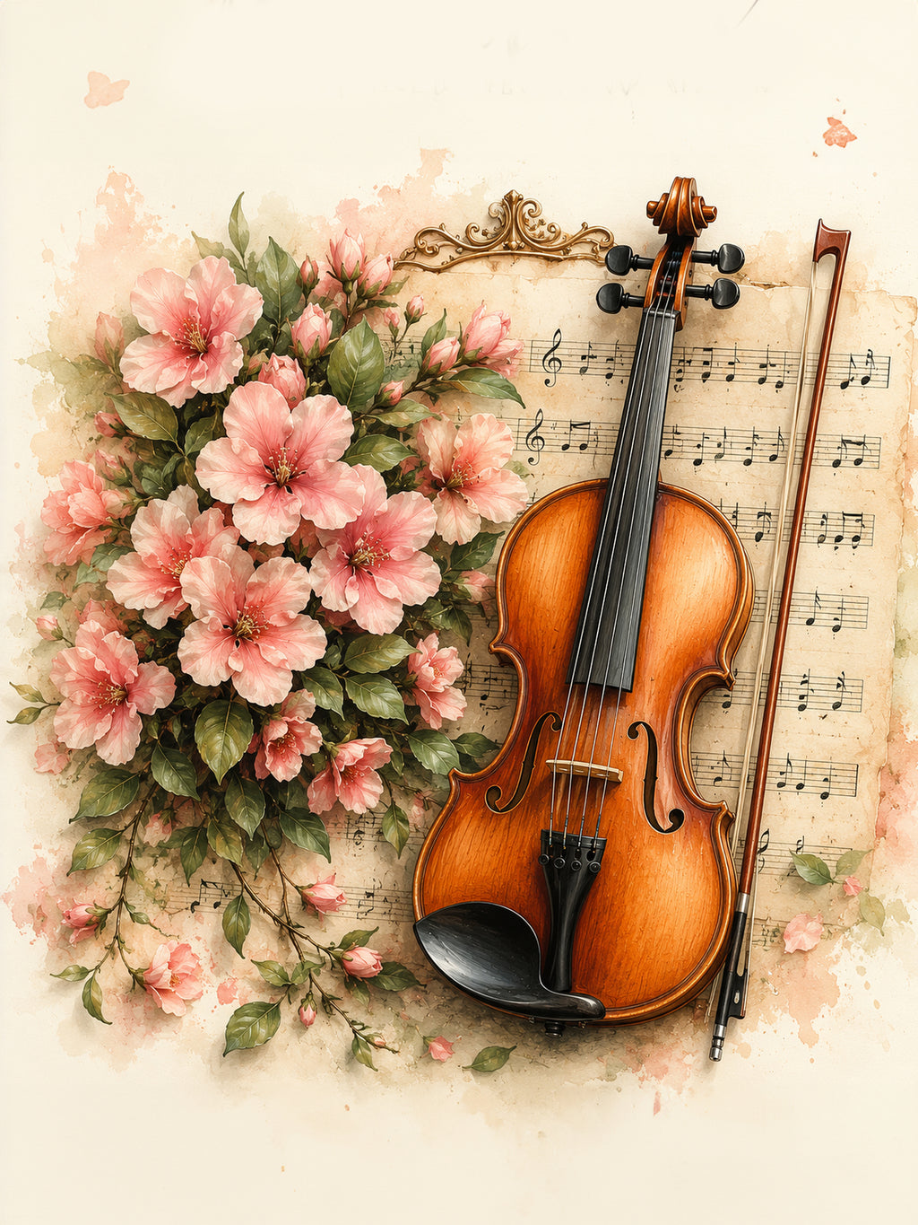 Wandbild Romantische Violine 4 Kunstdruck auf Leinwand