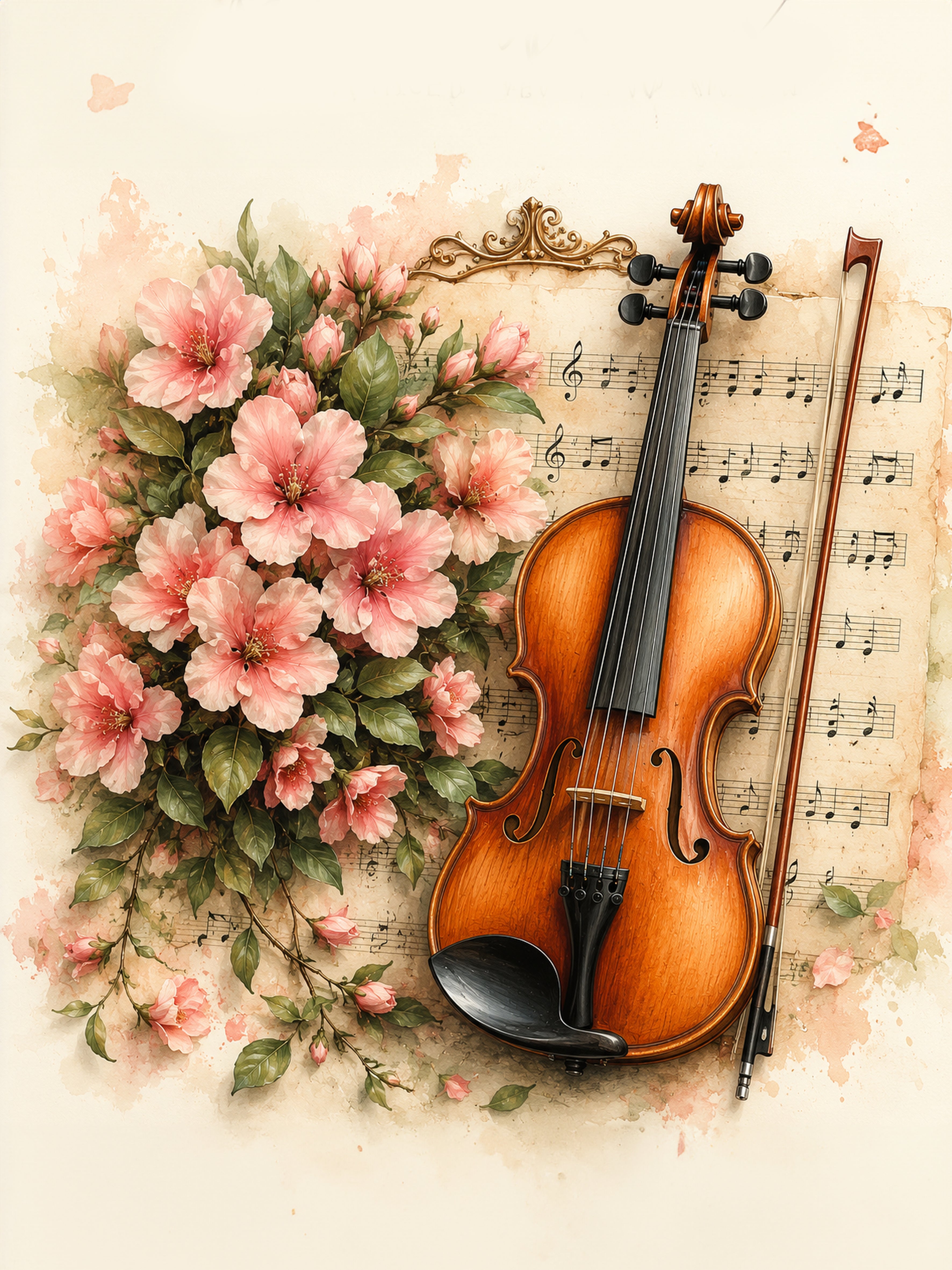 Wandbild Romantische Violine 4 Kunstdruck auf Leinwand