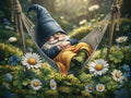 Wandbild Wichtel schläft in der Hängematte Kunstdruck auf Leinwand