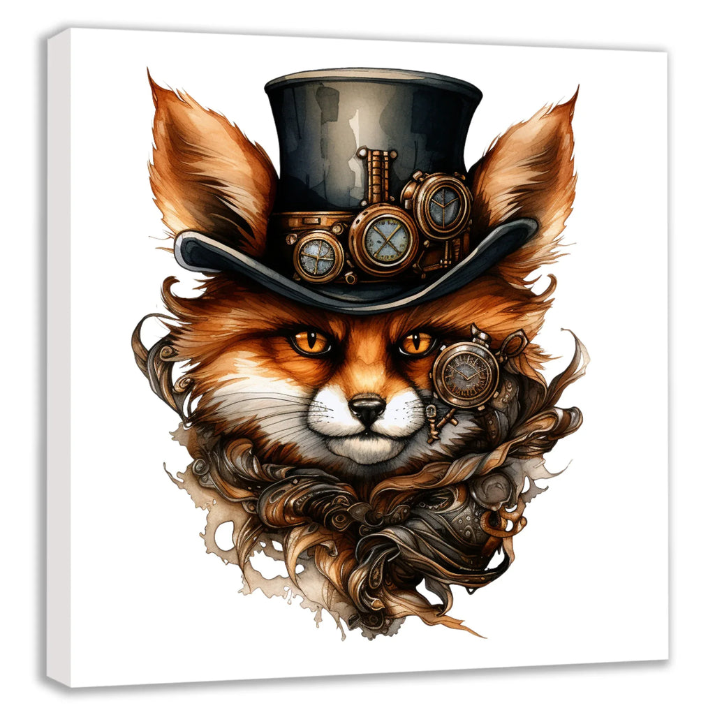 Wandbild Fuchs Reineke 4 Steampunk Kunstdruck auf Leinwand | Wandbild Galerie