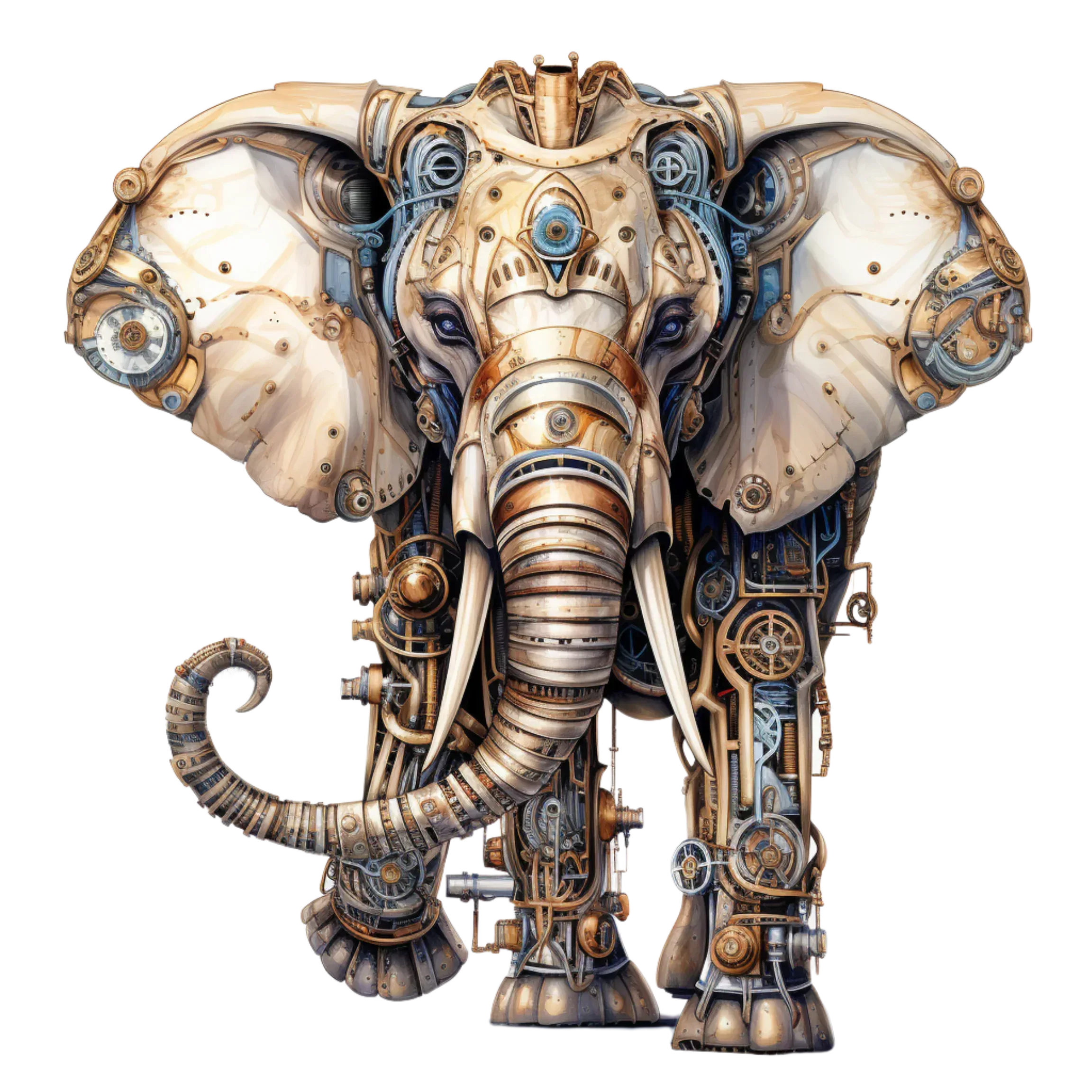 Wandbild Elefant Steampunk Kunstdruck auf Leinwand direkt zum Aufhängen | Wandbild Galerie
