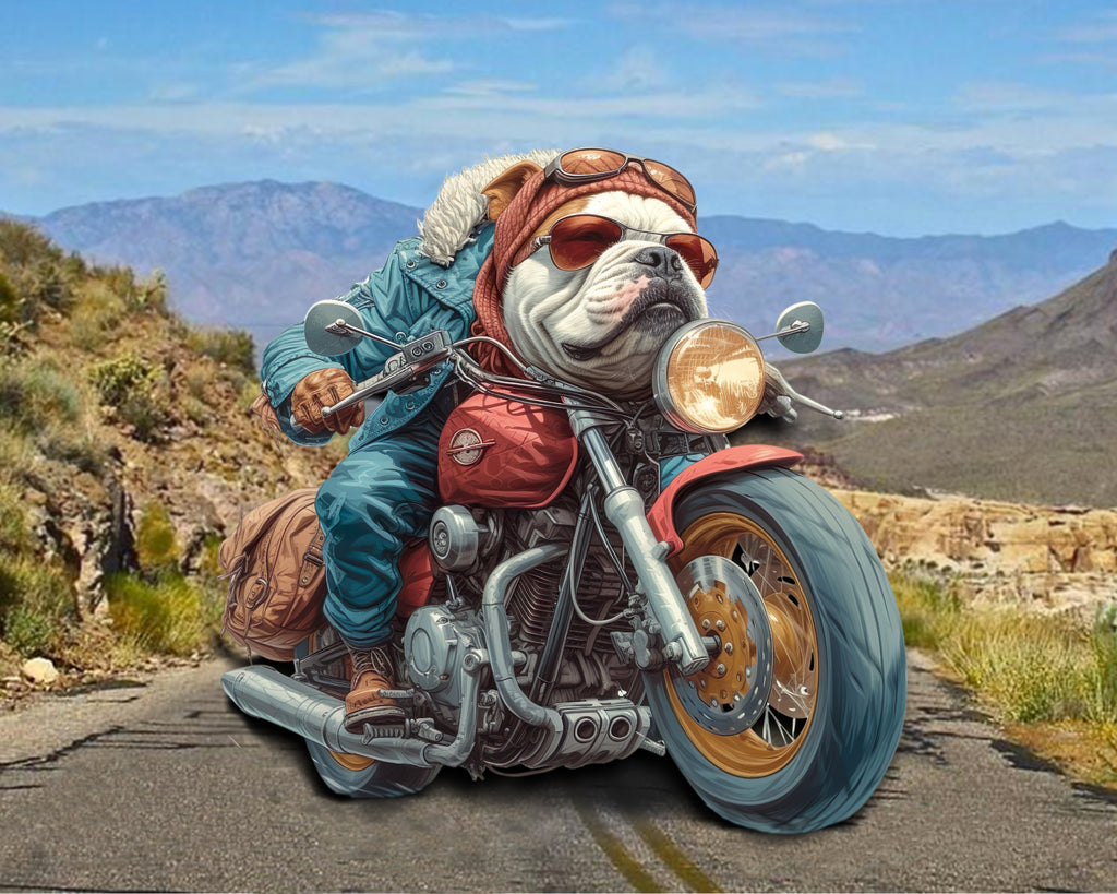 Wandbild Hunde auf Motorrad 4 Kunstdruck auf Leinwand