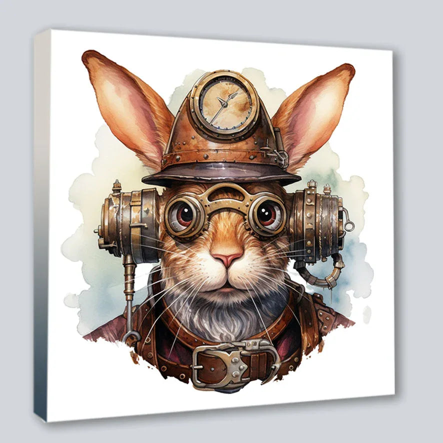 Wandbild Hase 4 Steampunk Stil Kunstdruck auf Leinwand | Wandbild Galerie