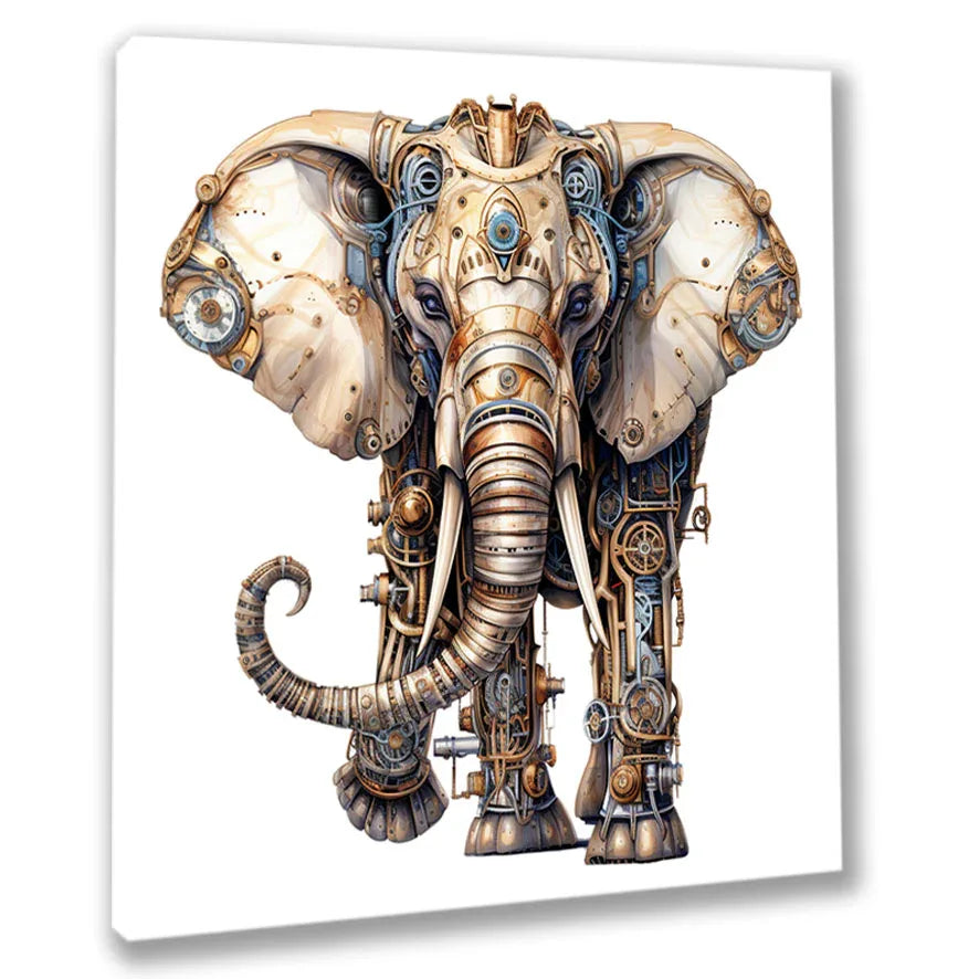 Wandbild Elefant 4 Steampunk Kunstdruck auf Leinwand direkt zum Aufhängen | Wandbild Galerie