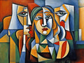 Wandbild Kubistische Geometrie Picasso Style Kunstdruck auf Leinwand