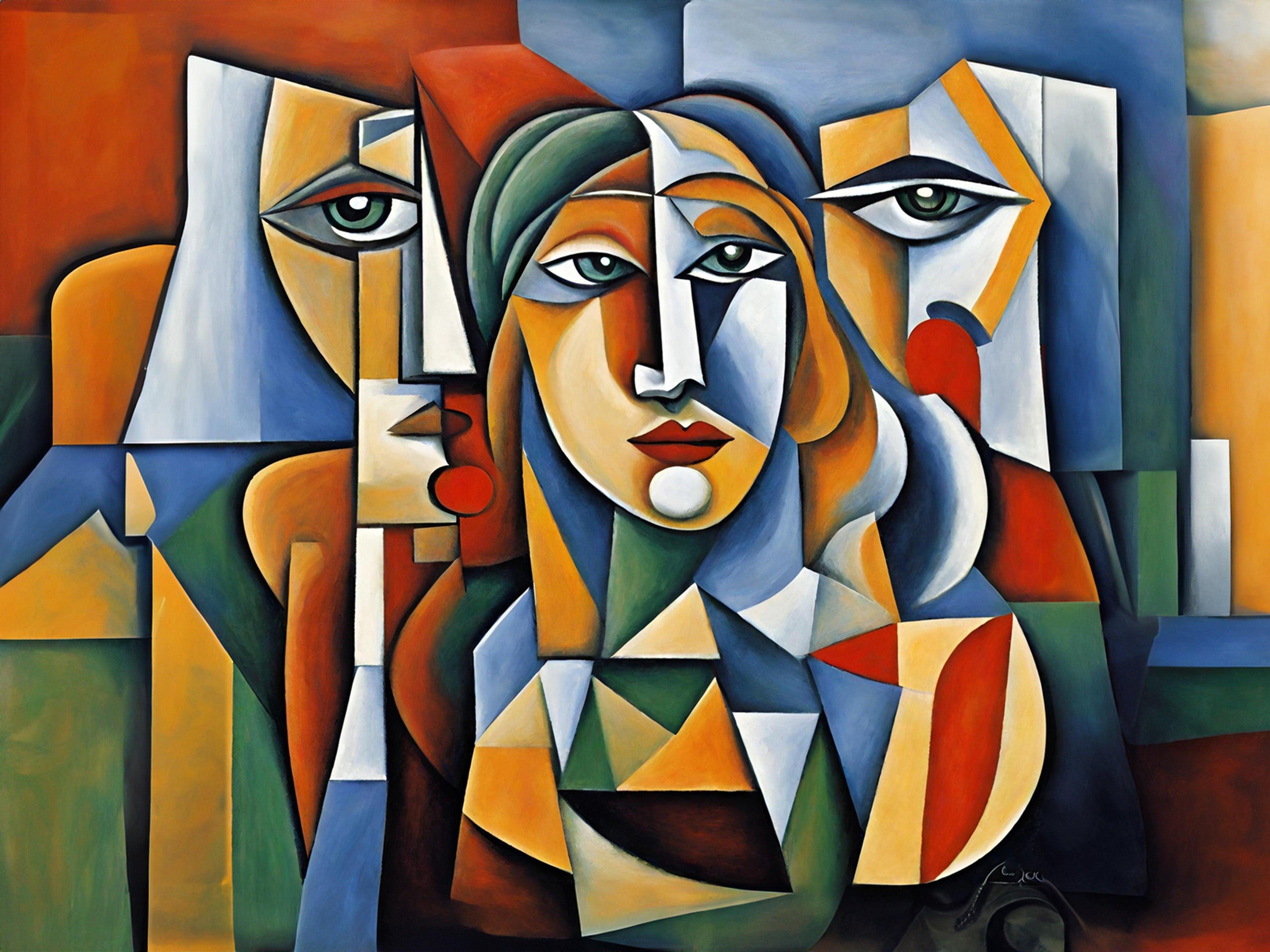 Wandbild Kubistische Geometrie Picasso Style Kunstdruck auf Leinwand