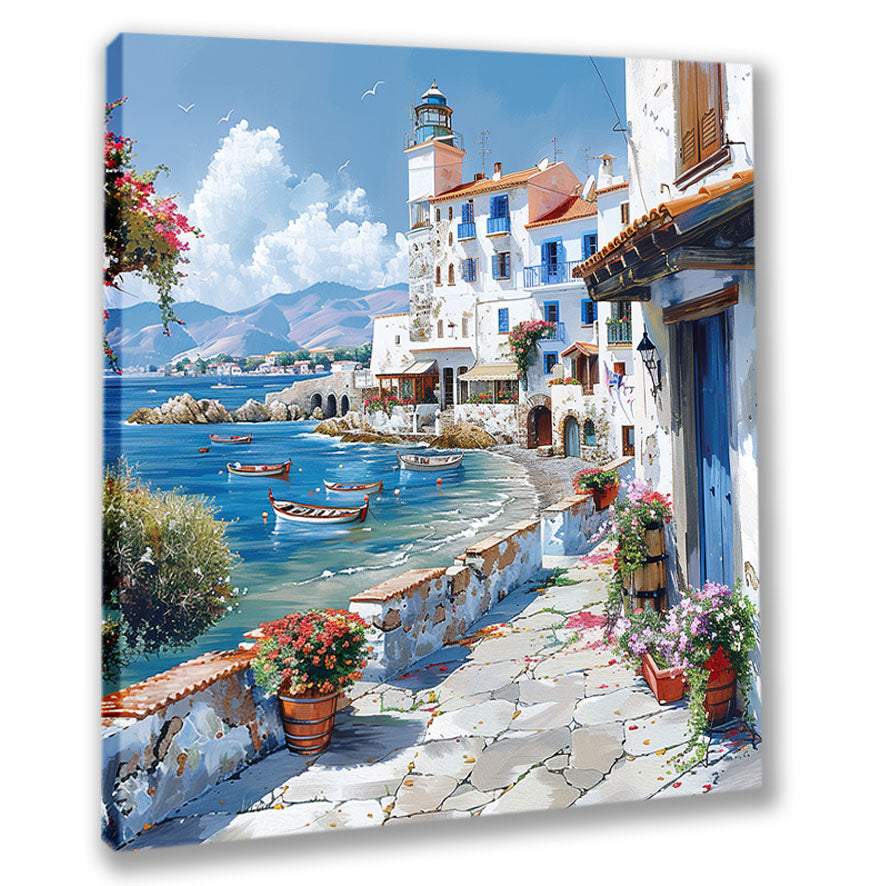 Mediterrane Küste 5 Landschaft Wandbild  Kunstdruck auf Leinwand