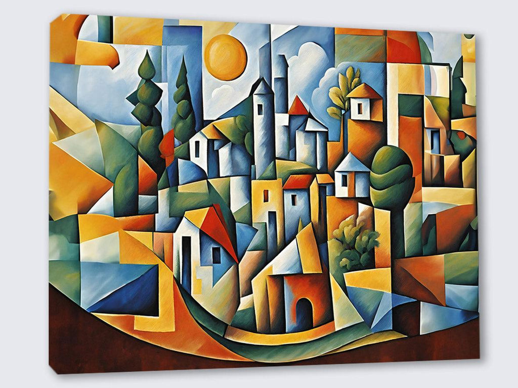 Wandbild Mediterranes Dorf Picasso Style Kunstdruck auf Leinwand