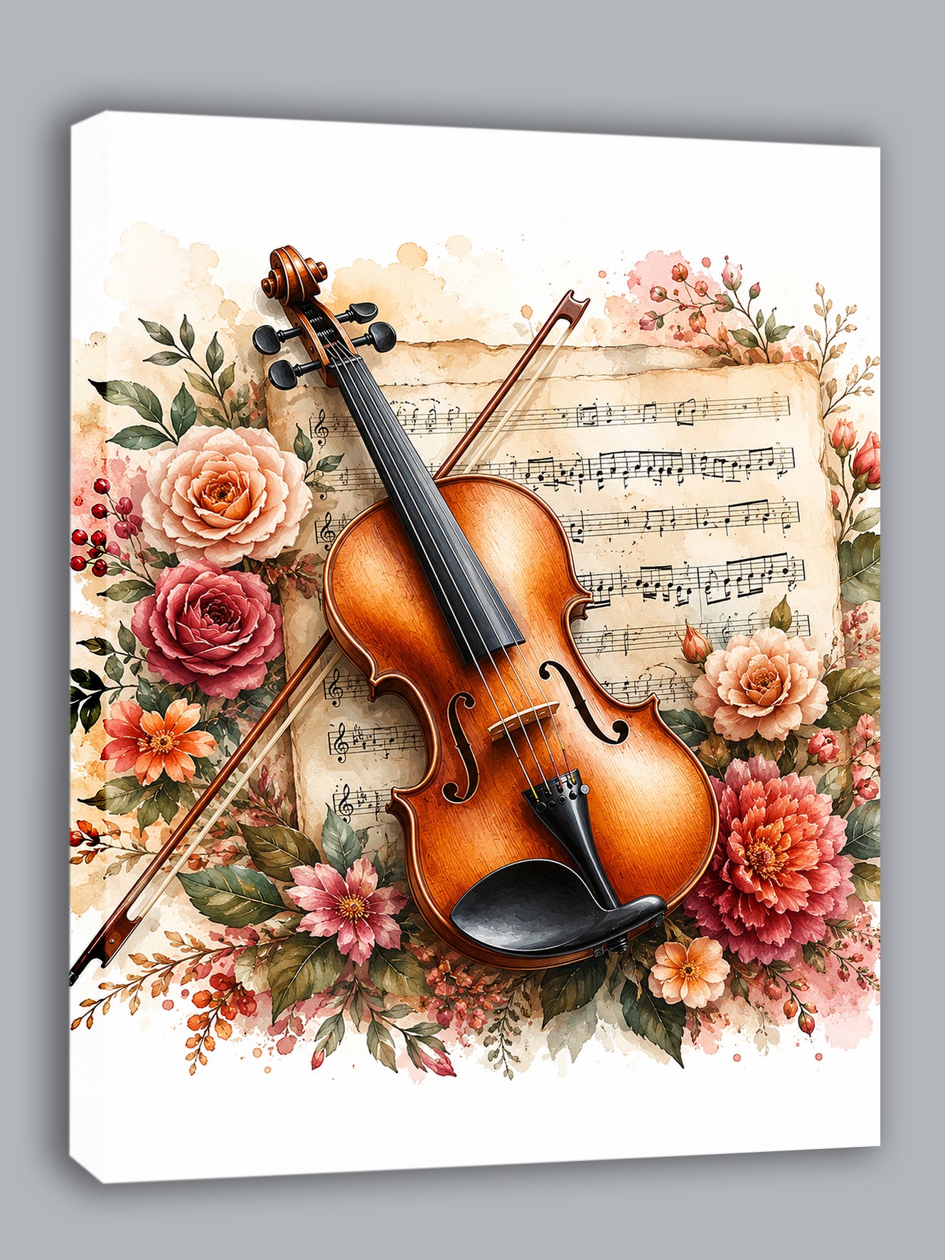 Wandbild Romantische Violine 5 Kunstdruck auf Leinwand
