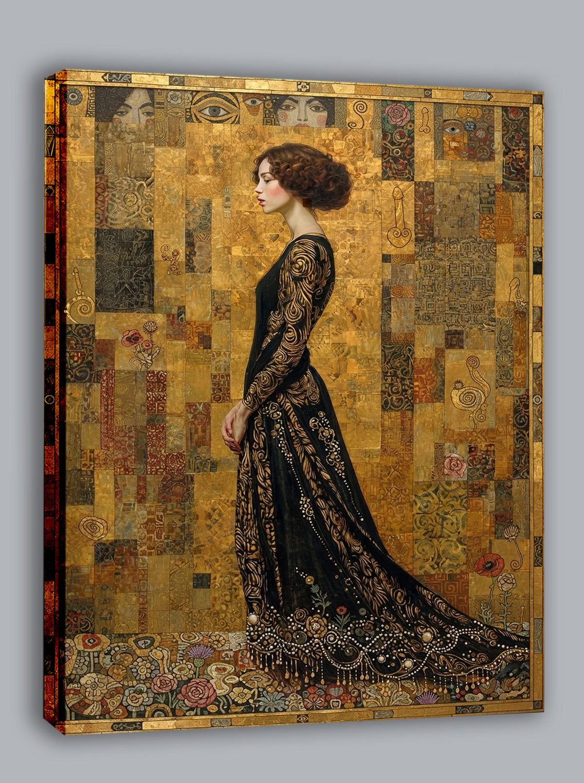 Wandbild Klimt Stil Goldene Frau 5 Kunstdruck auf Leinwand