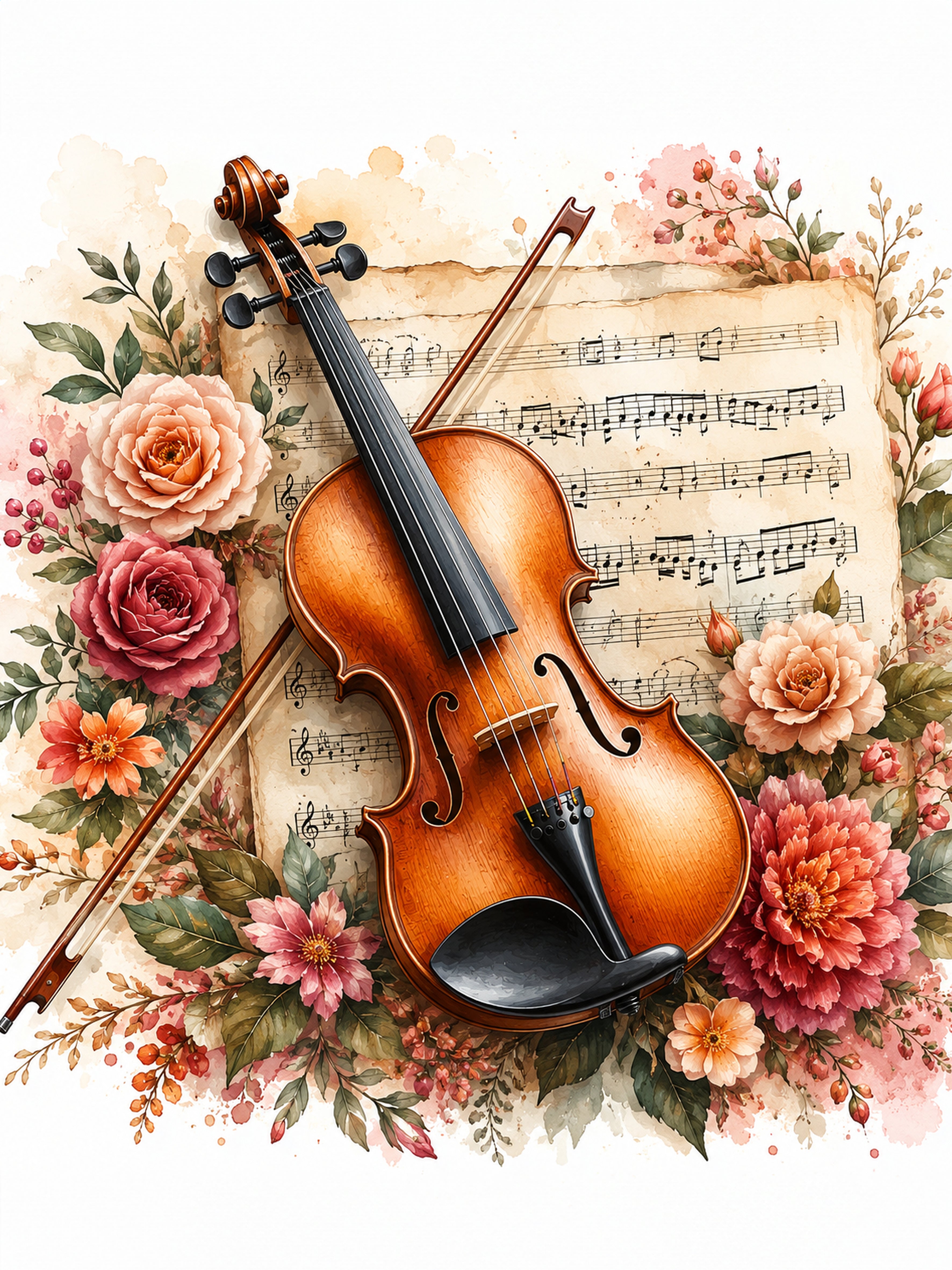Wandbild Romantische Violine 5 Kunstdruck auf Leinwand