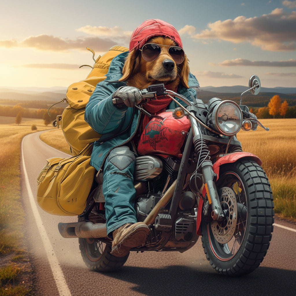 Wandbild Hunde auf Motorrad 5 Kunstdruck auf Leinwand