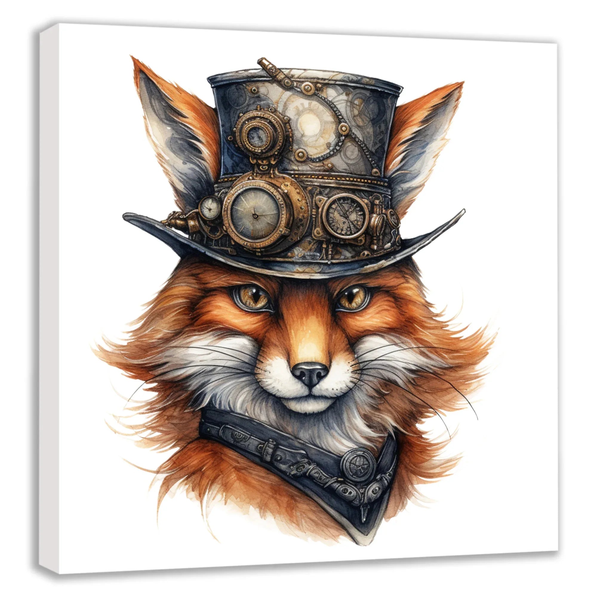 Wandbild Fuchs Reineke 5 Steampunk Kunstdruck auf Leinwand | Wandbild Galerie