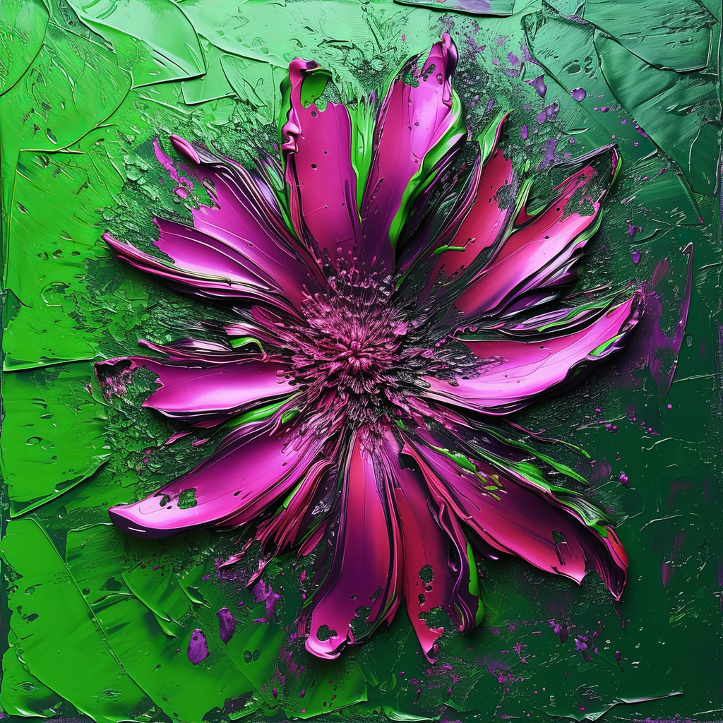 Blumen 5 Bunt Ölcharakter Wandbild Kunstdruck auf Leinwand | Wandbild Galerie