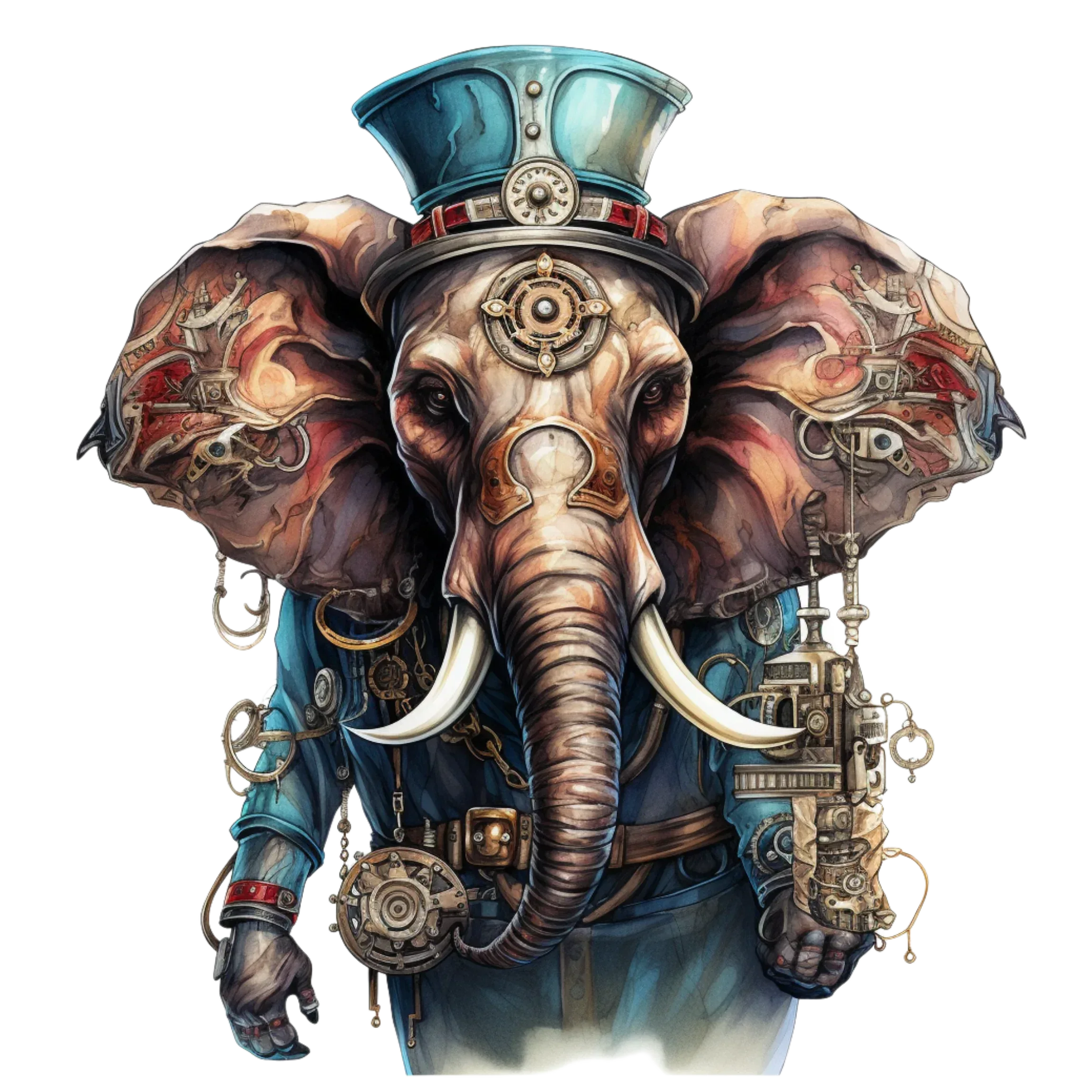 Wandbild Elefant Steampunk Kunstdruck auf Leinwand direkt zum Aufhängen | Wandbild Galerie