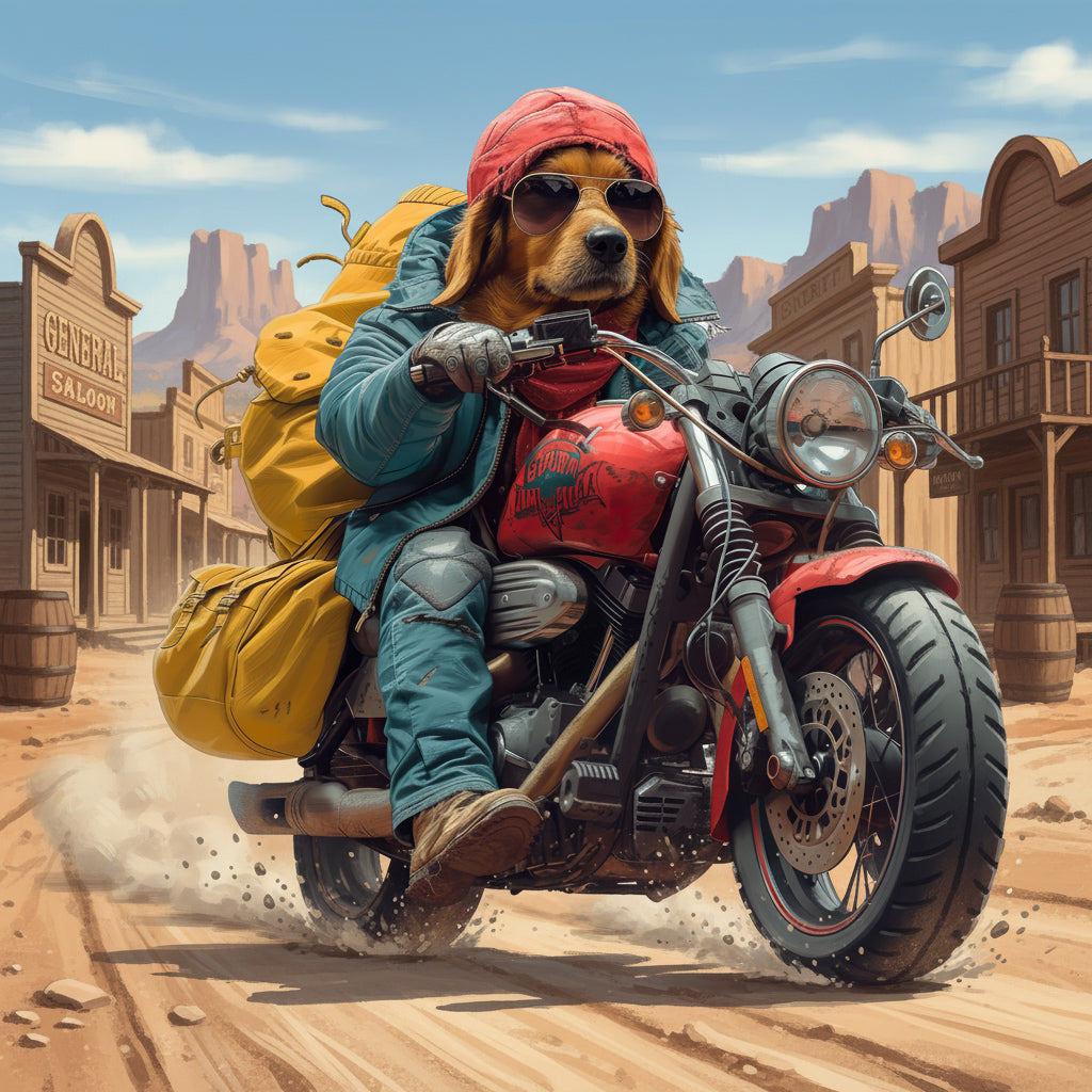 Wandbild Hunde auf Motorrad 5a Kunstdruck auf Leinwand