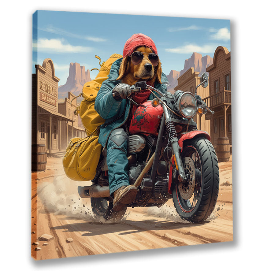Wandbild Hunde auf Motorrad 5a Kunstdruck auf Leinwand