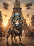 Wandbild Löwen Steampunk Paris Kunstdruck auf Leinwand