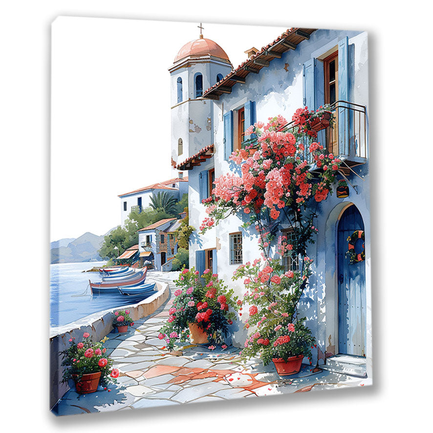 Mediterrane Küste 6 Landschaft Wandbild  Kunstdruck auf Leinwand