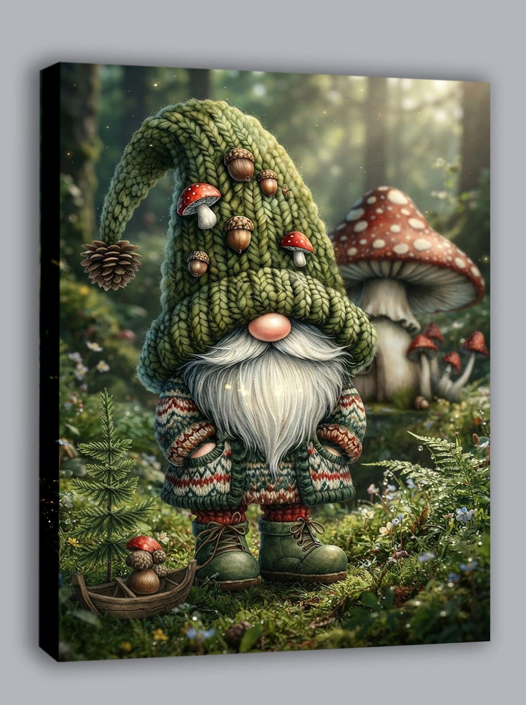 Wandbild Waldwichtel mit Norwegerpullover Kunstdruck auf Leinwand