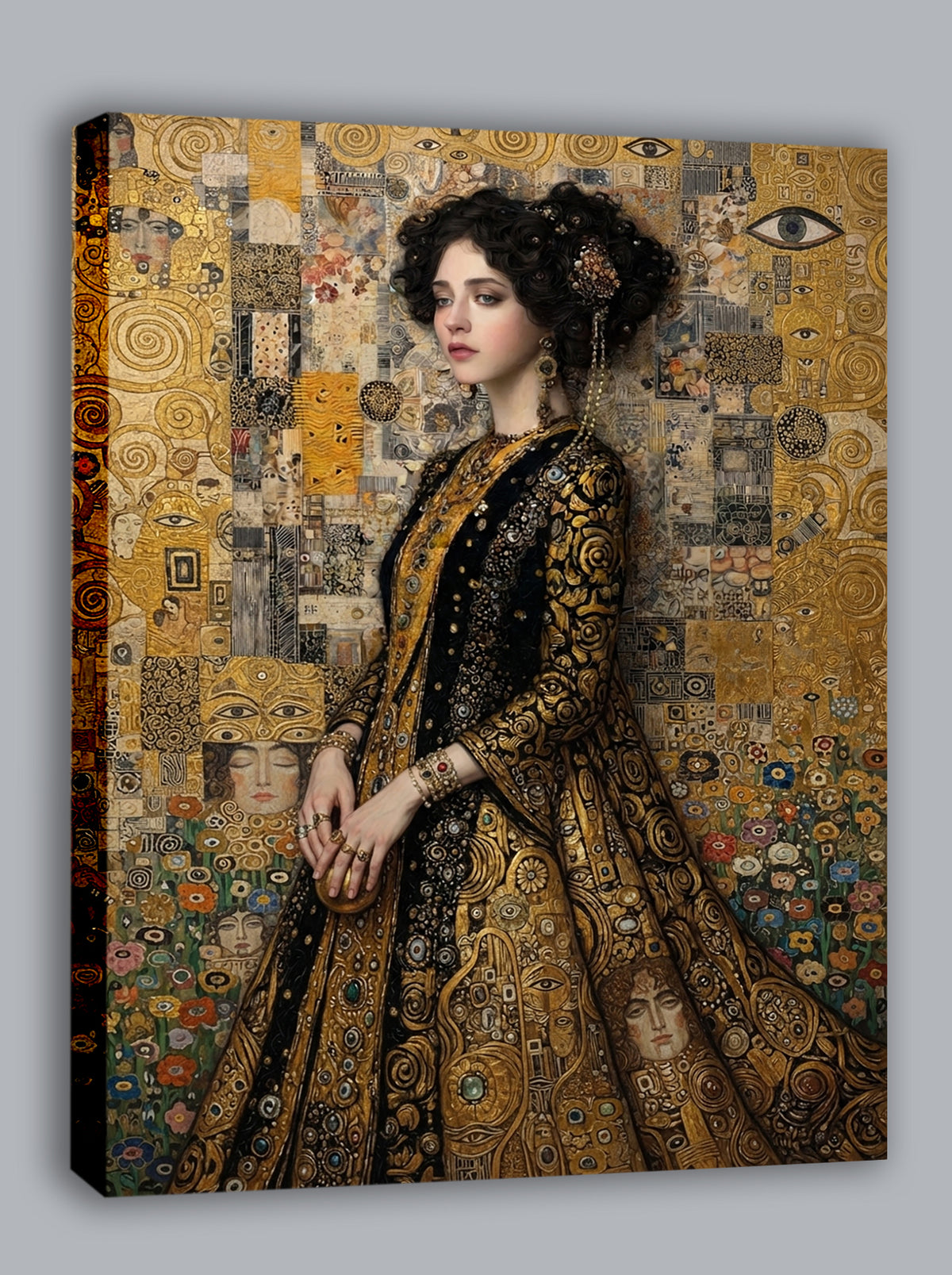 Wandbild Klimt Stil Goldene Frau 6 Kunstdruck auf Leinwand