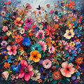 Blumen 6 Bunt Ölcharakter Wandbild Kunstdruck auf Leinwand | Wandbild Galerie
