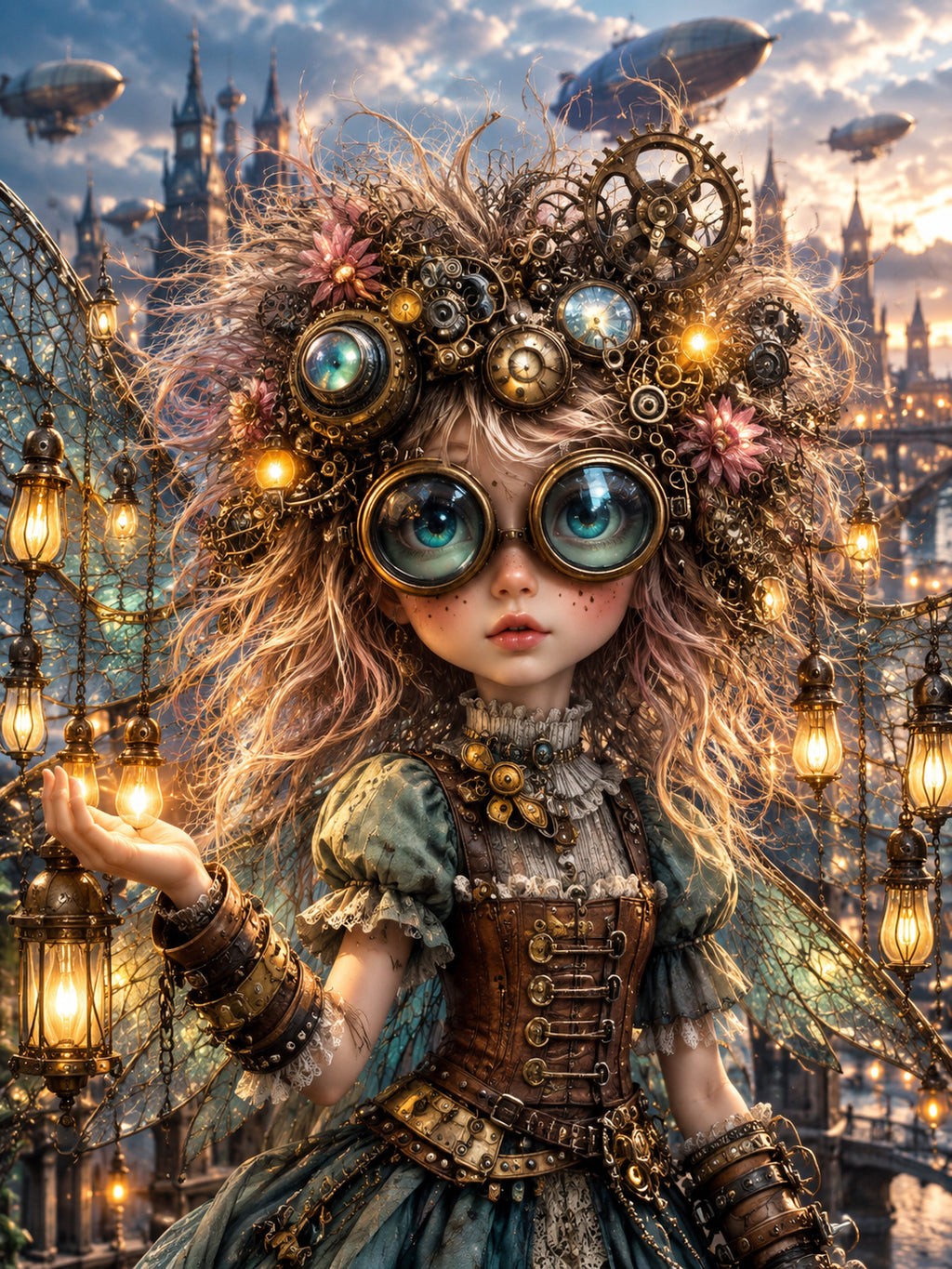 Steampunk Laternenfee – Magisches Wandbild fürs Kinderzimmer
