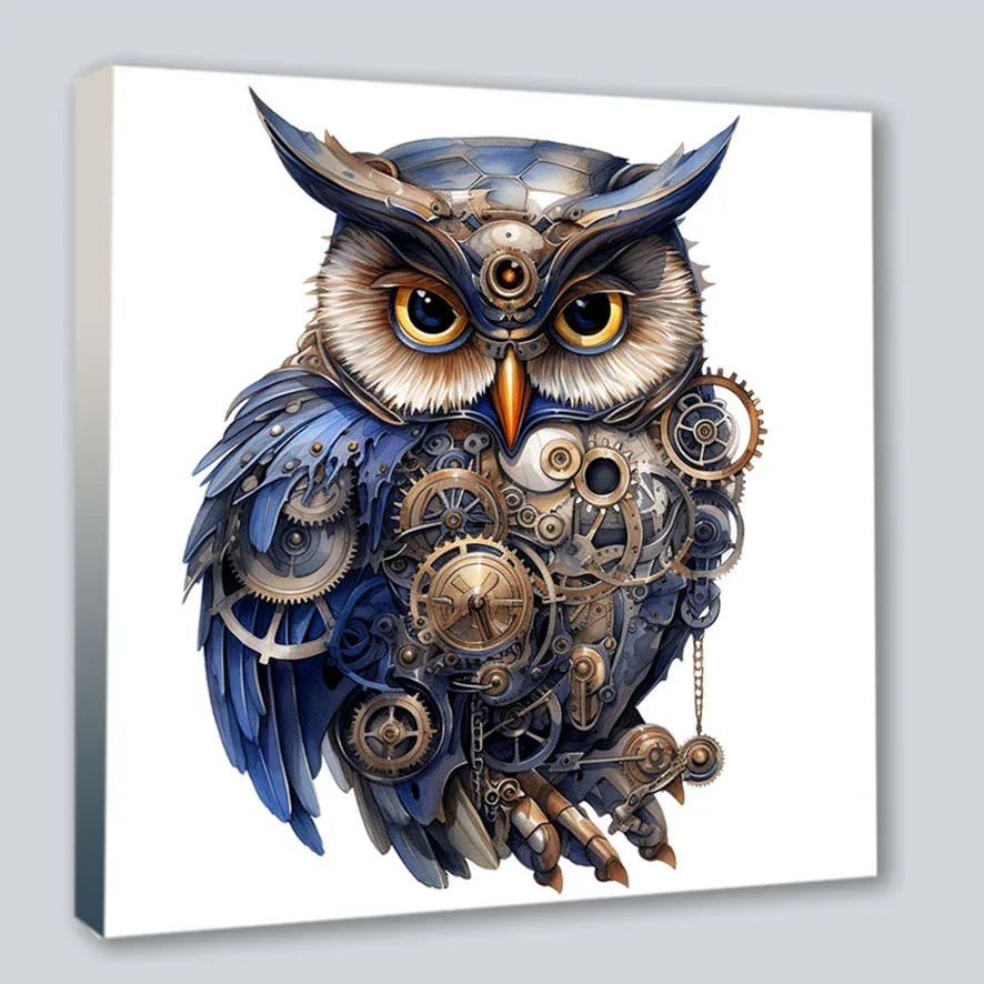 Wandbild Eule 6 Steampunk Kunstdruck auf Leinwand | Wandbild Galerie