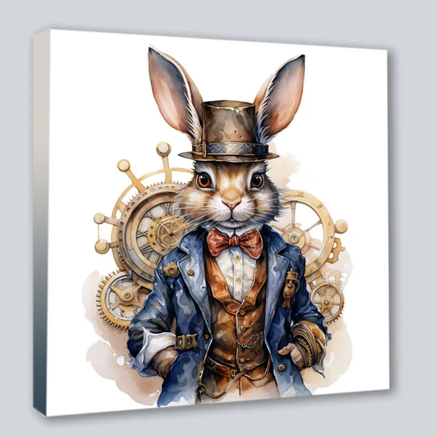Wandbild Hase 6 Steampunk Stil Kunstdruck auf Leinwand | Wandbild Galerie