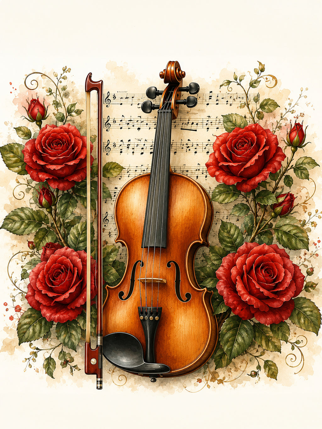 Wandbild Romantische Violine 6 Kunstdruck auf Leinwand