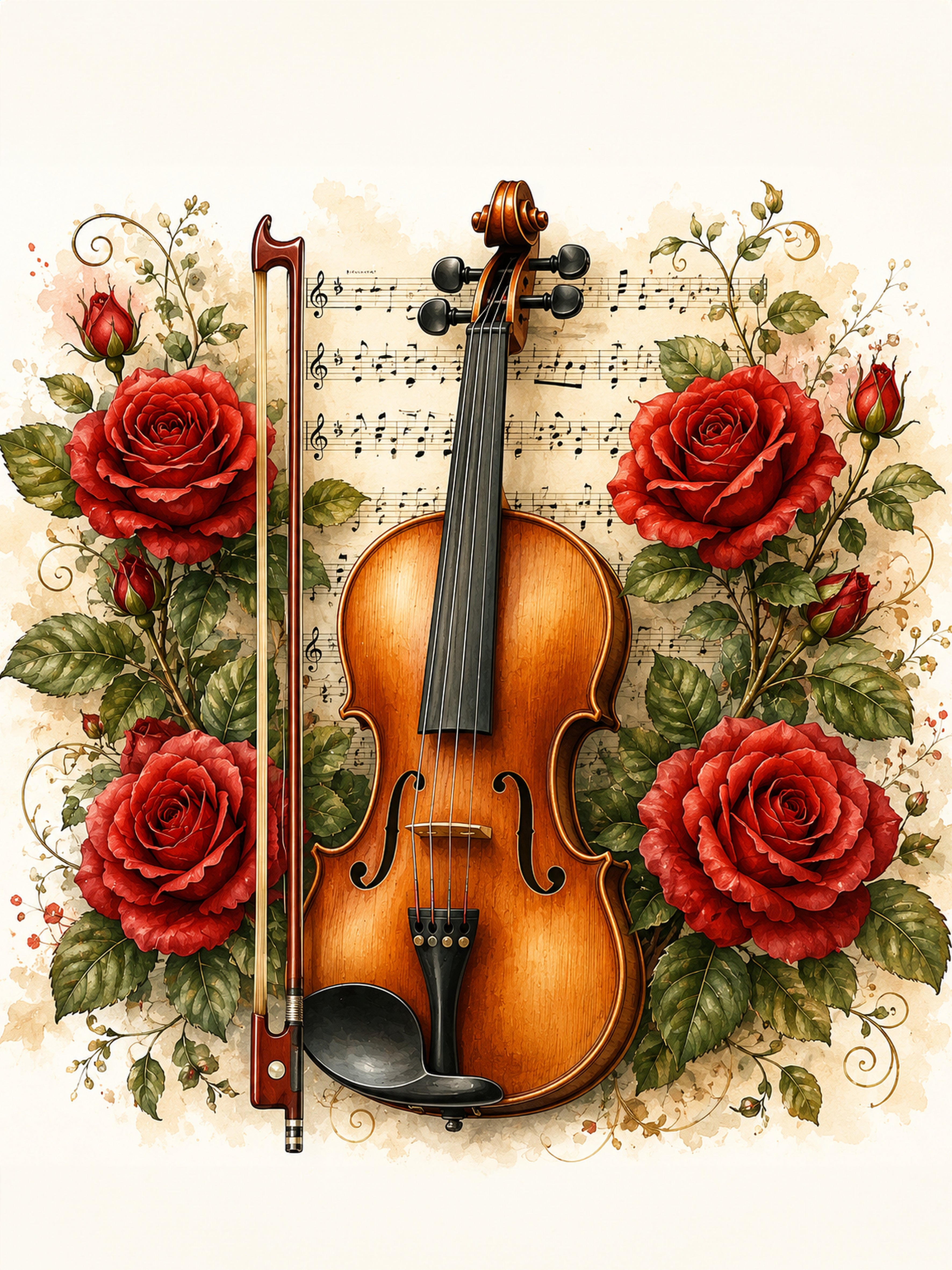 Wandbild Romantische Violine 6 Kunstdruck auf Leinwand