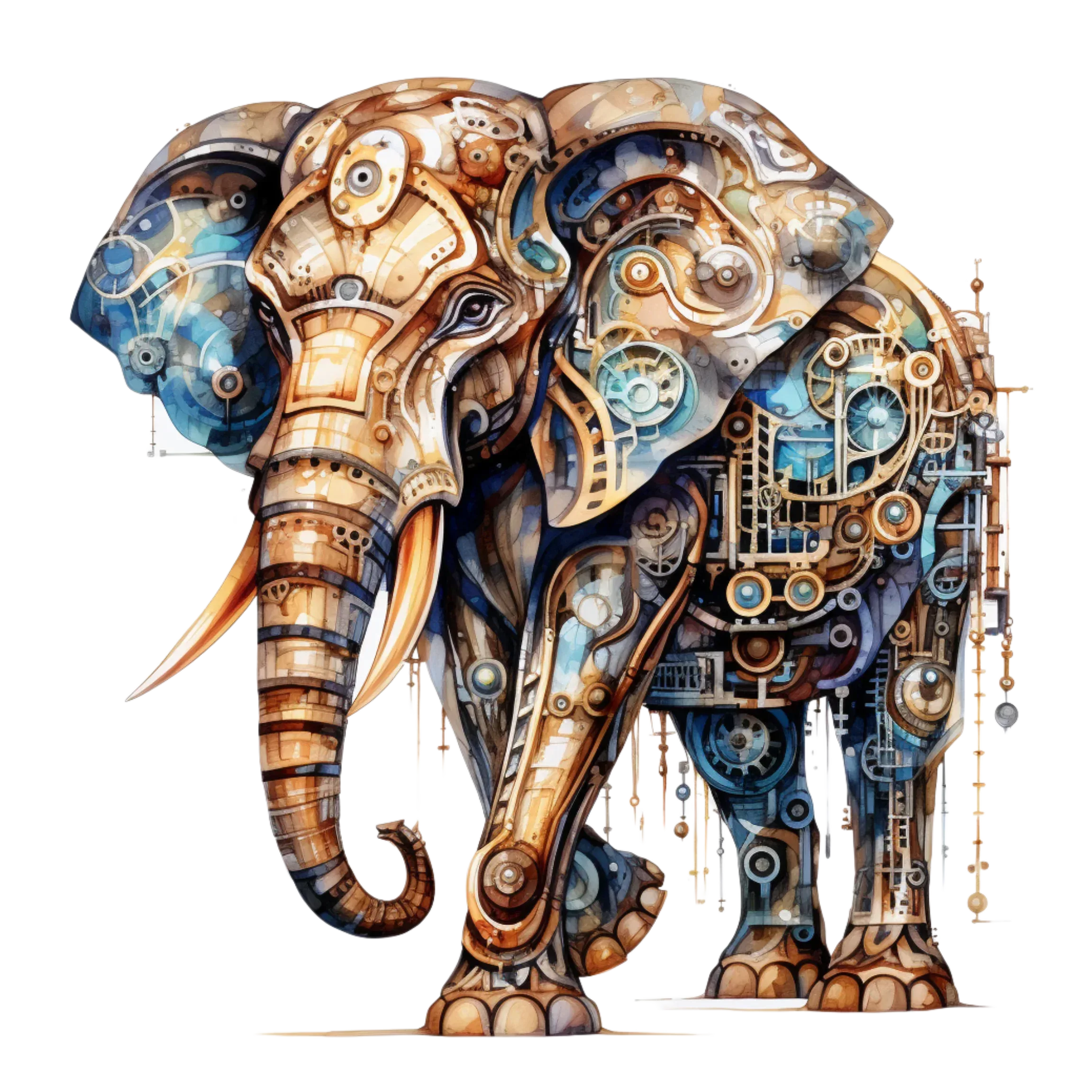 Wandbild Elefant Steampunk Kunstdruck auf Leinwand direkt zum Aufhängen | Wandbild Galerie
