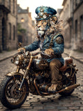 Wandbild Löwen Steampunk Motorrad Kunstdruck auf Leinwand