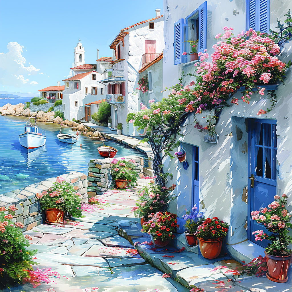 Mediterrane Küste 7 Landschaft Wandbild  Kunstdruck auf Leinwand