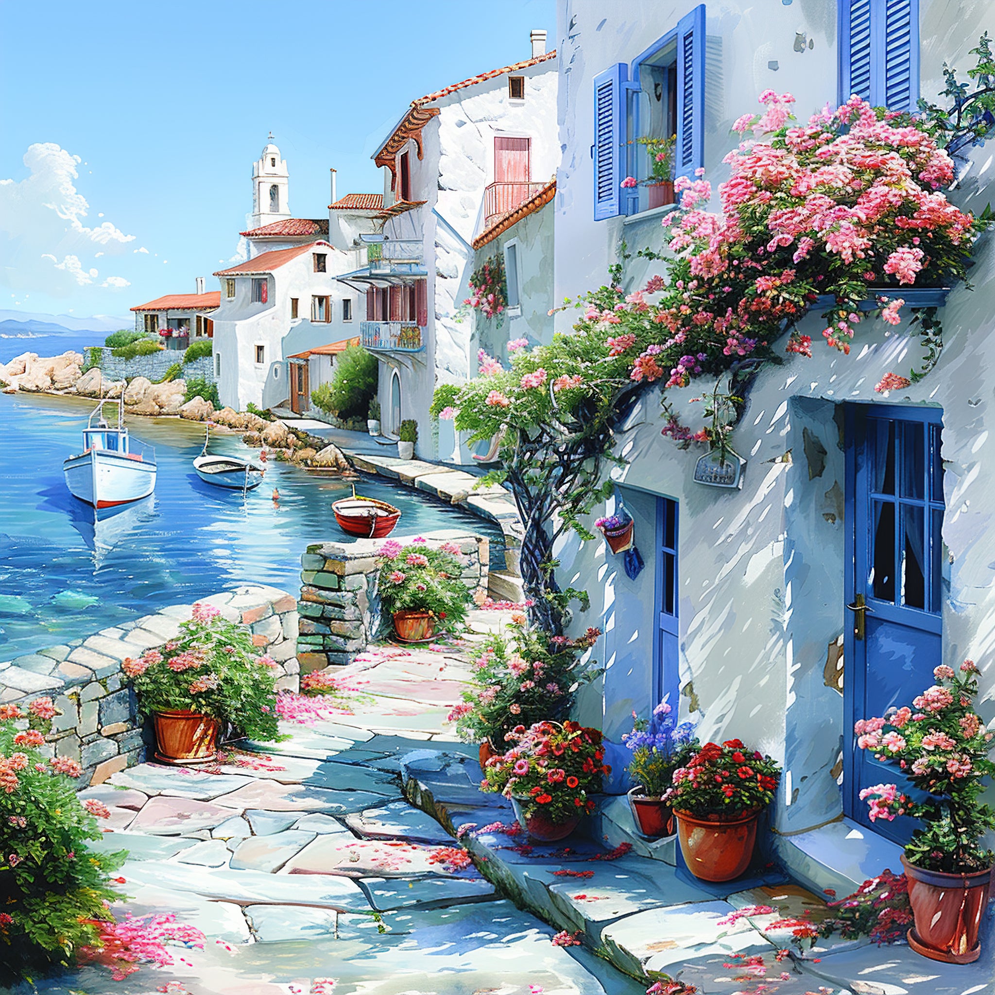 Mediterrane Küste 7 Landschaft Wandbild  Kunstdruck auf Leinwand