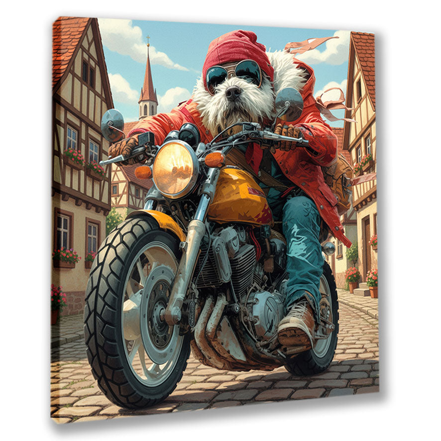 Wandbild Hunde auf Motorrad 7 Kunstdruck auf Leinwand