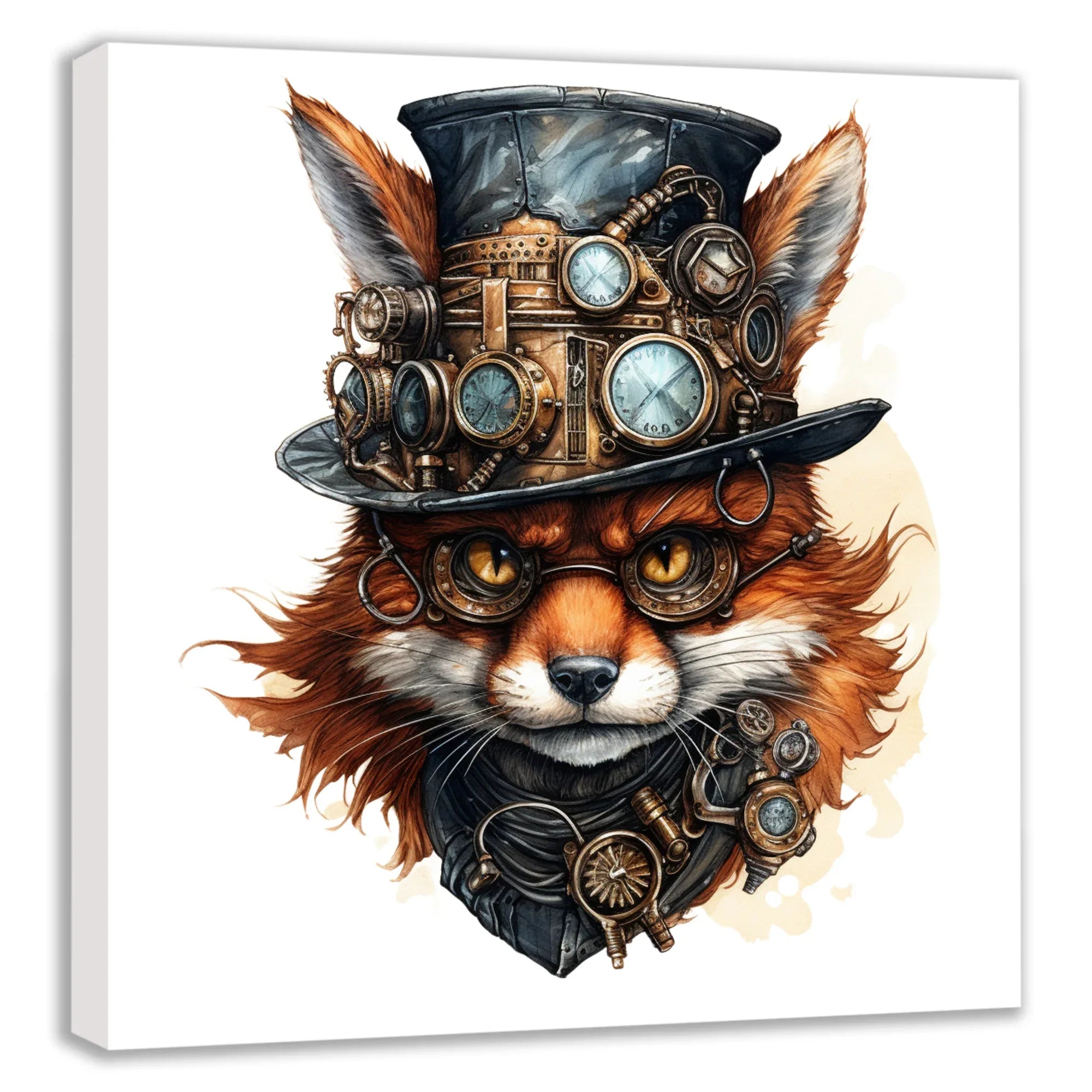 Wandbild Fuchs Reineke 7 Steampunk Kunstdruck auf Leinwand | Wandbild Galerie