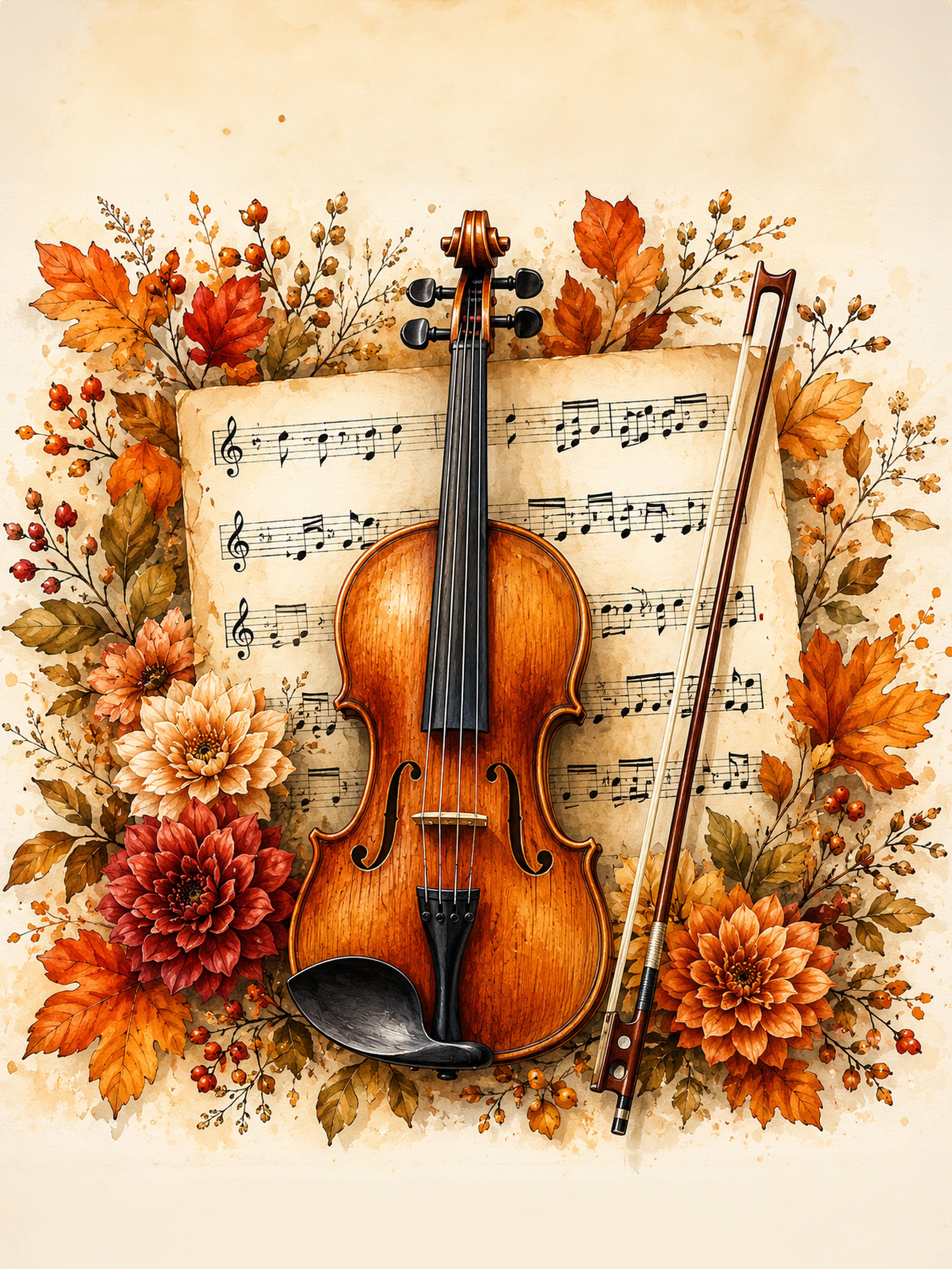 Wandbild Romantische Violine 7 Kunstdruck auf Leinwand