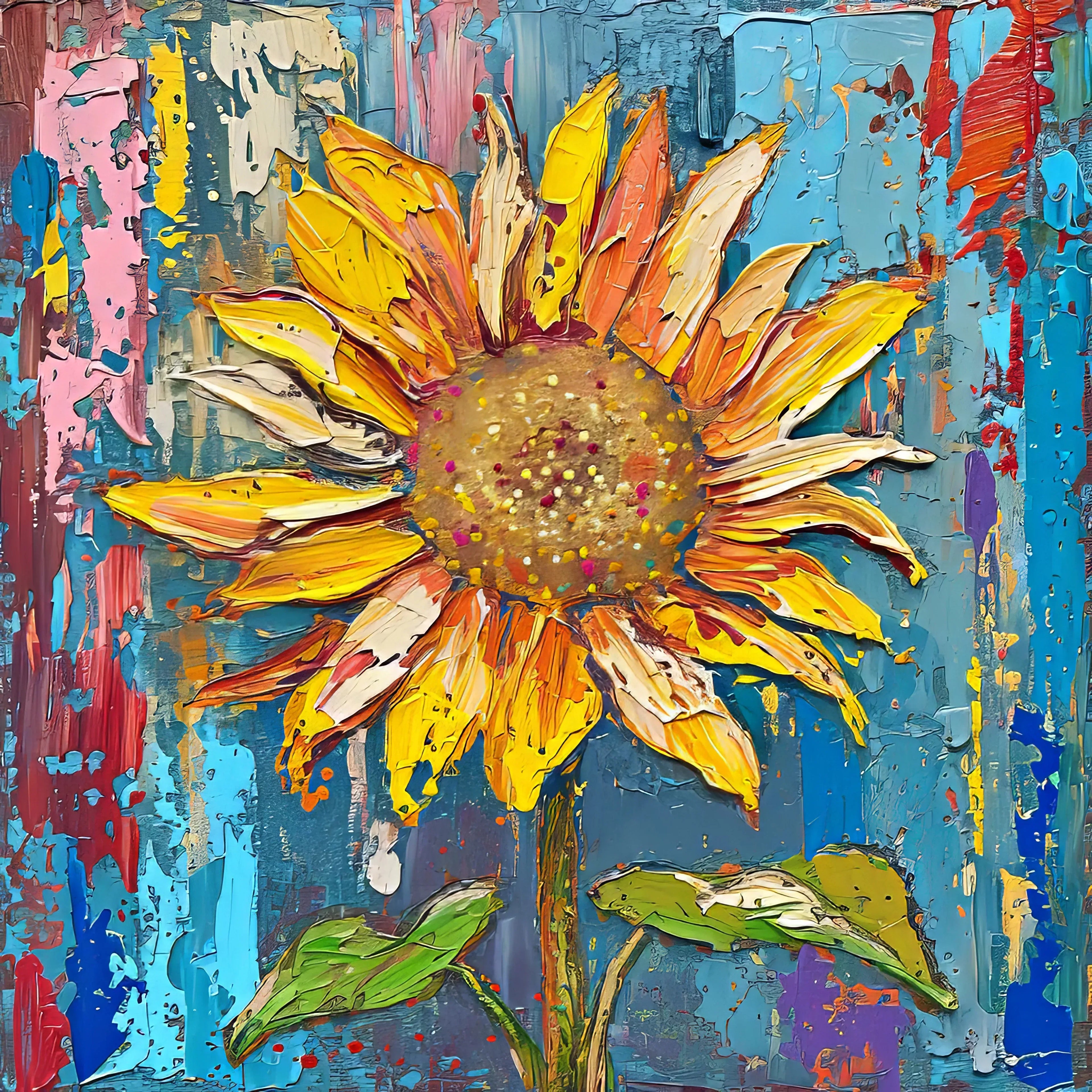 Blumen 7 Bunt Ölcharakter Wandbild Kunstdruck auf Leinwand | Wandbild Galerie