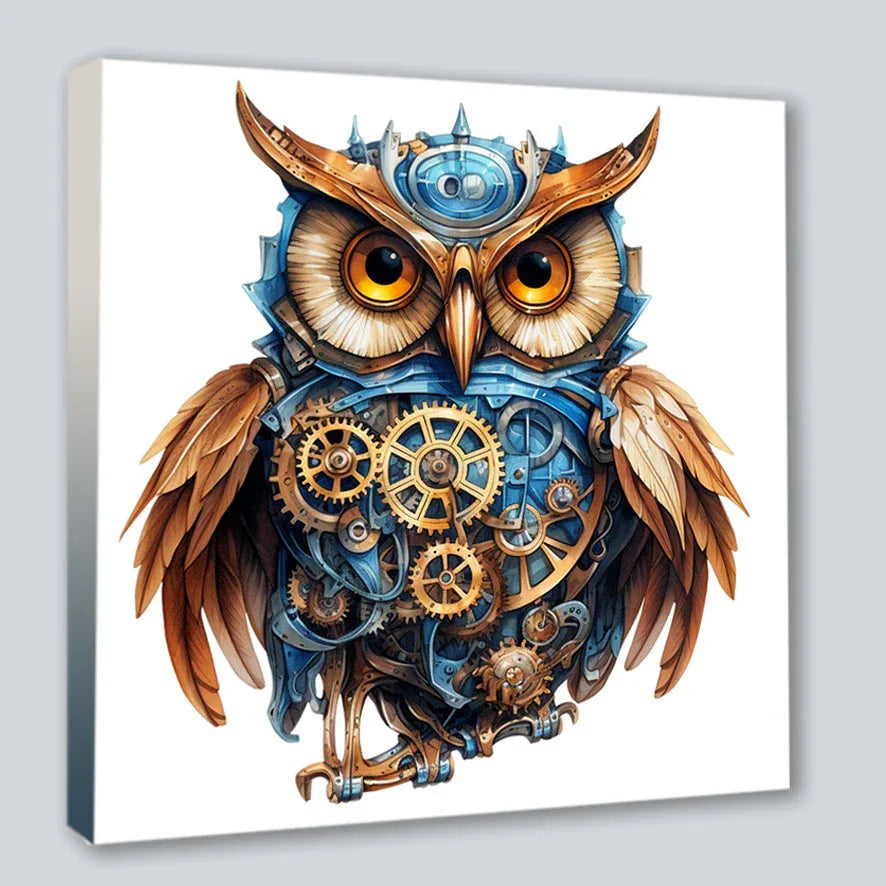 Wandbild Eule 7 Steampunk Kunstdruck auf Leinwand | Wandbild Galerie