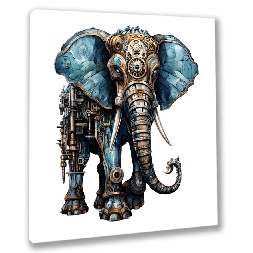 Wandbild Elefant 7 Steampunk Kunstdruck auf Leinwand direkt zum Aufhängen | Wandbild Galerie
