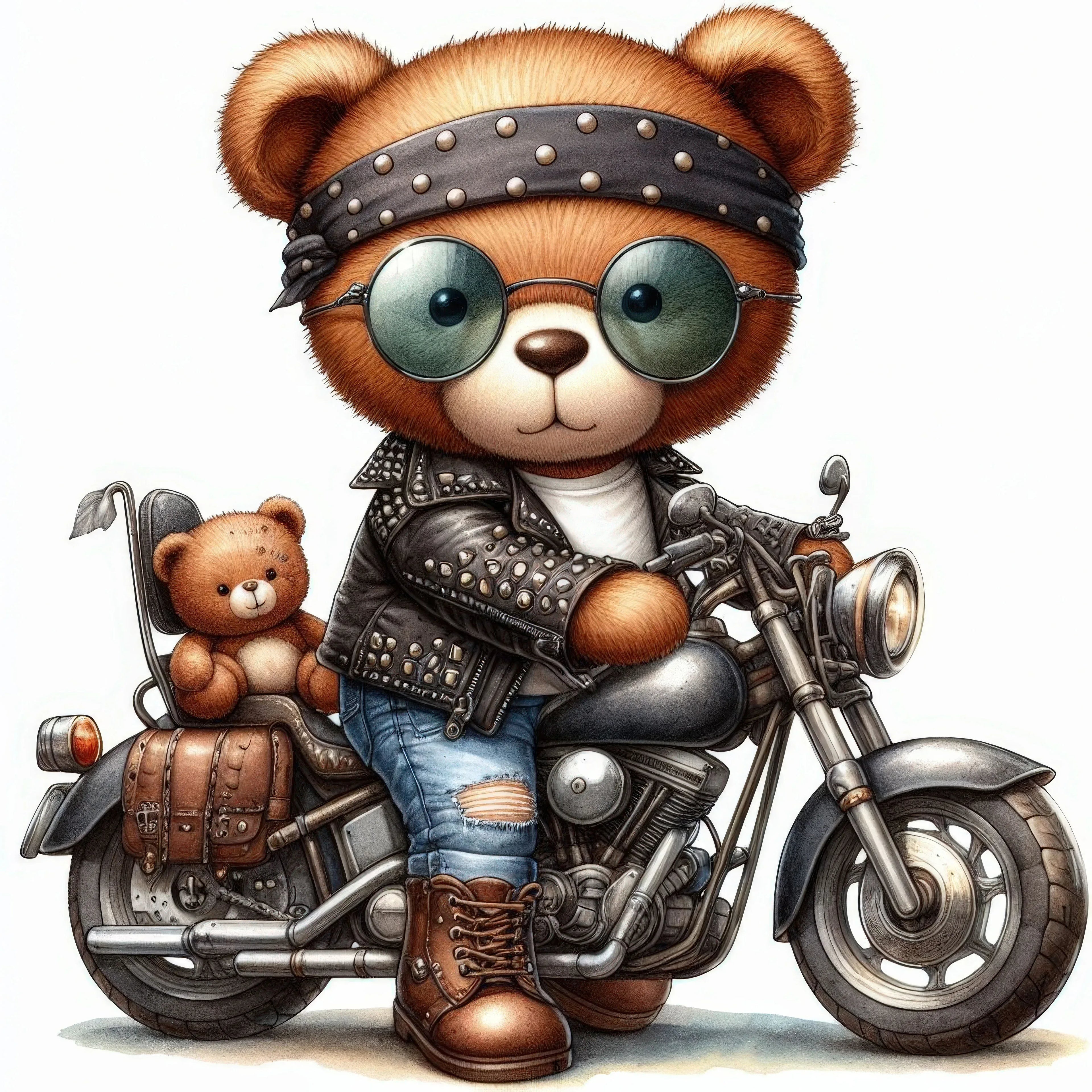 Wandbild Rockerteddy Kunstdruck auf Leinwand direkt zum Aufhängen | Wandbild Galerie