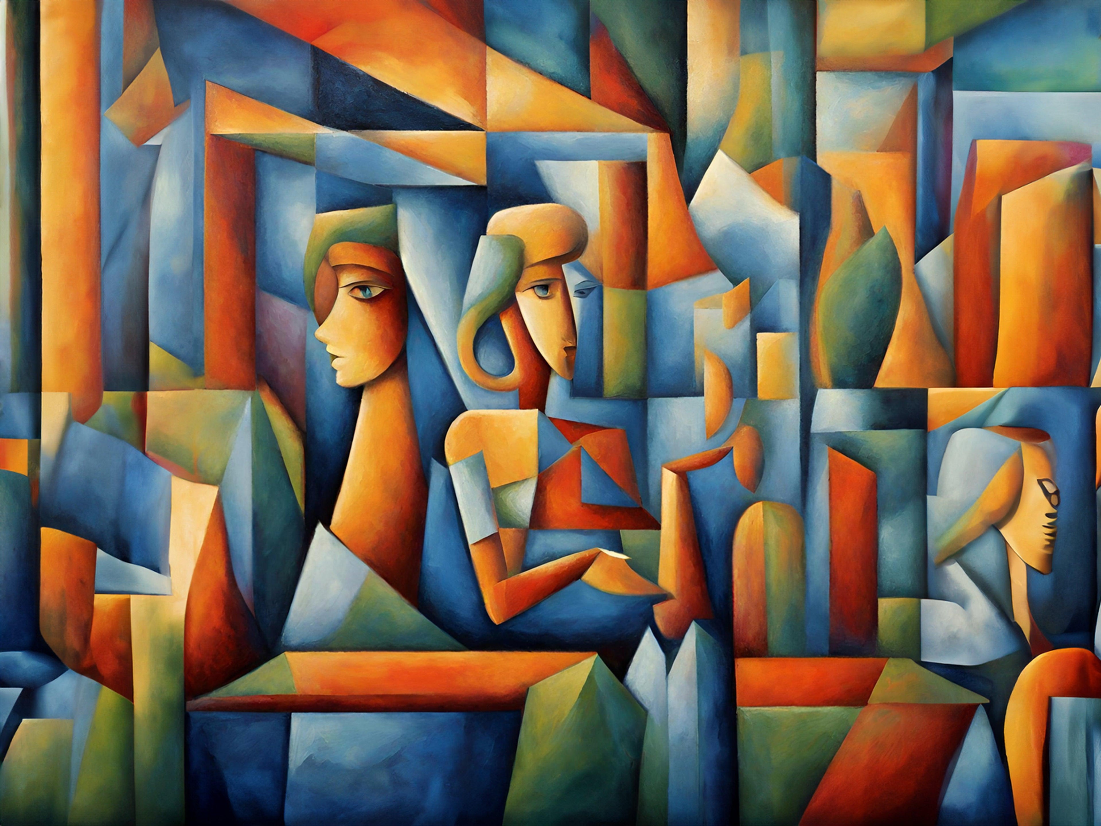 Wandbild Kubistische Frauen Picasso Style Kunstdruck auf Leinwand