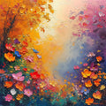 Blumen 8 Bunt Ölcharakter Wandbild Kunstdruck auf Leinwand | Wandbild Galerie