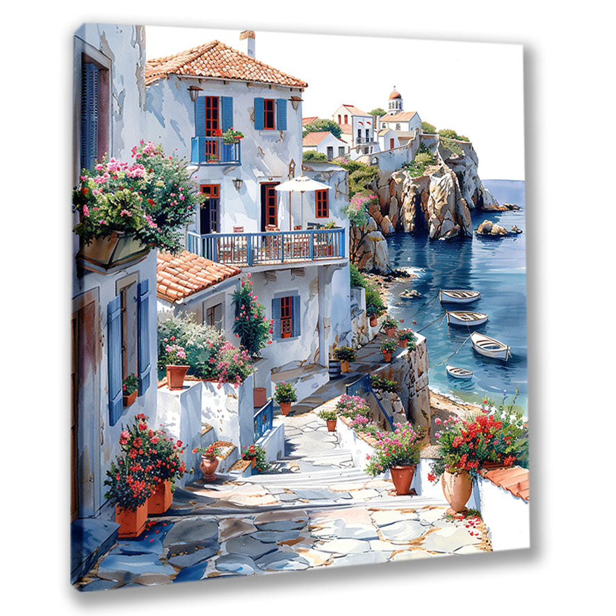 Mediterrane Küste 8 Landschaft Wandbild  Kunstdruck auf Leinwand
