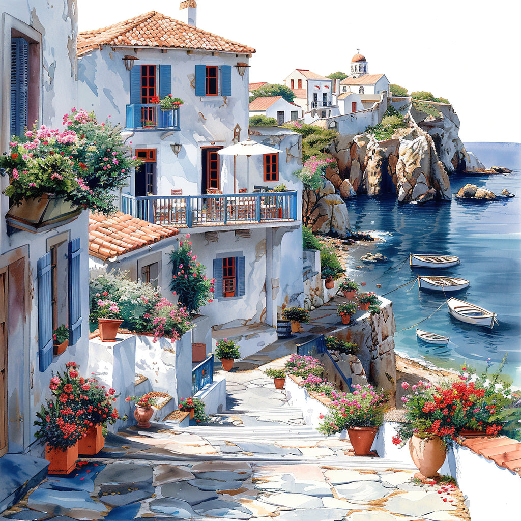 Mediterrane Küste 8 Landschaft Wandbild  Kunstdruck auf Leinwand